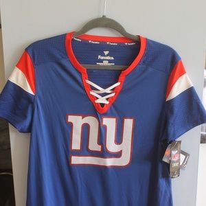 New York Giants women's football Jersey  with lace-up vneck. New!  Size: Large